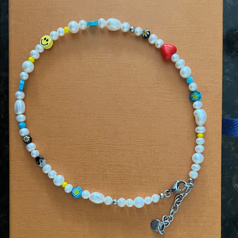 Colorful Pearl Necklace with Charms